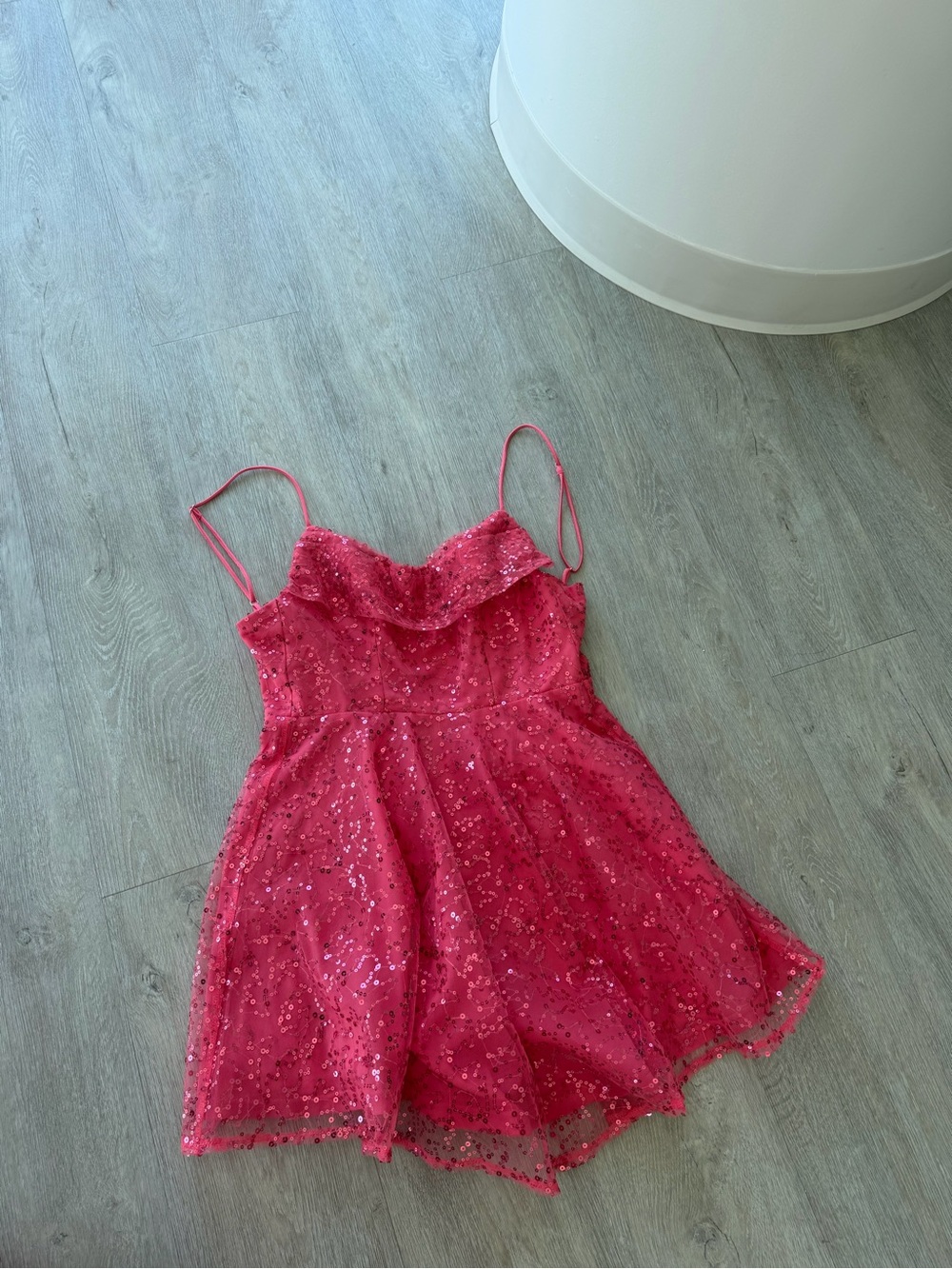Shakuhachi Coral Pink Sequin Fit & Flare Party Dress